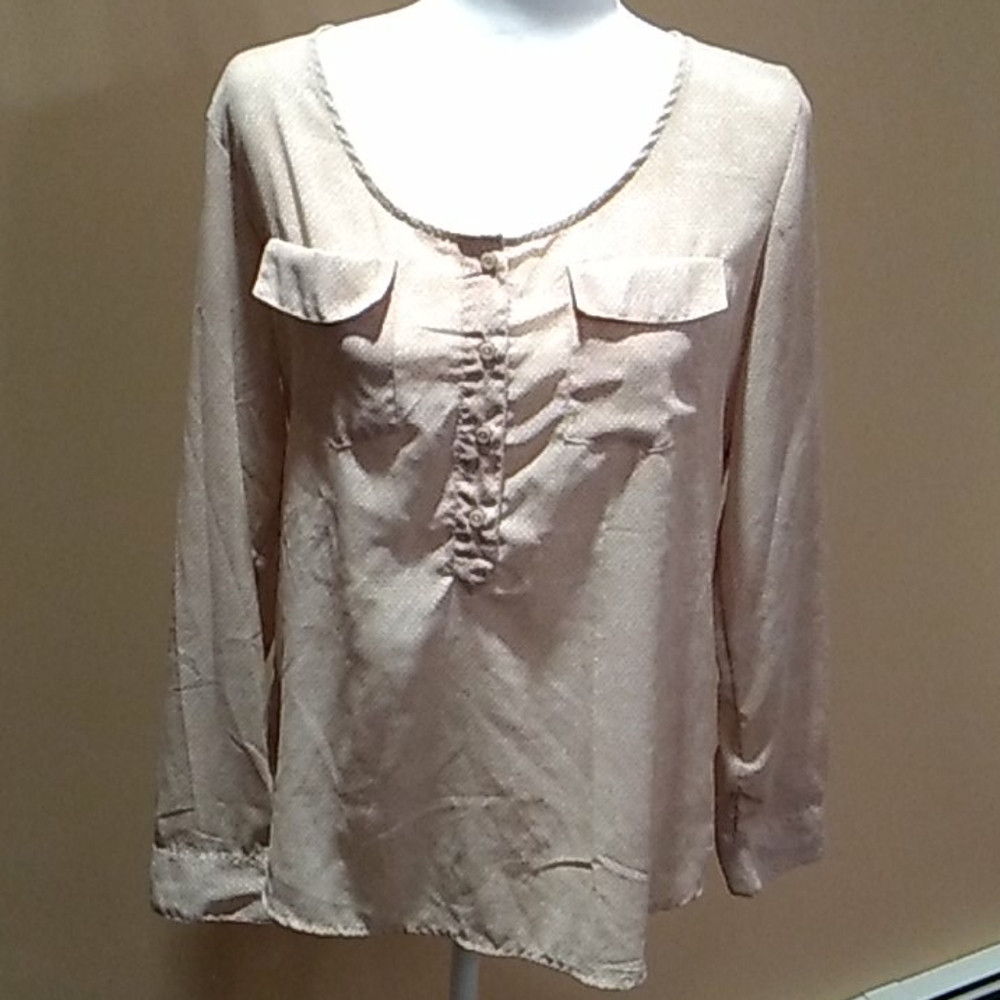 5 for $20! Old Navy Long Sleeve Blouse, Cream, Tan